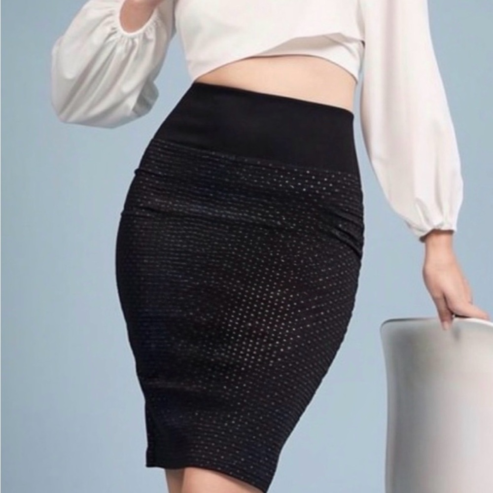 Vintage Escada velvet and wool Black and white polkadot, Pencil Skirt